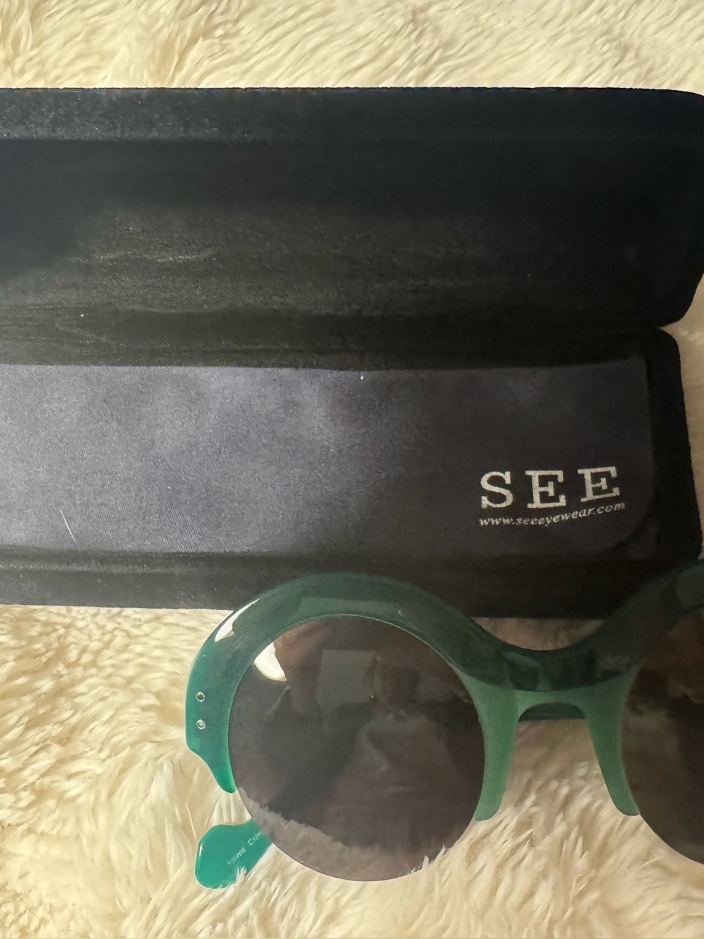 SEE Eyewear x Mondo Guerra "Willie" Round Sunglasses Emerald Green Vintage Y2K